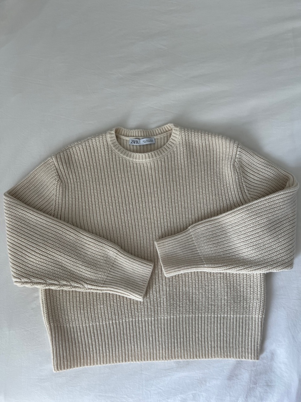 Zara Crewneck Sweater in Light Cream